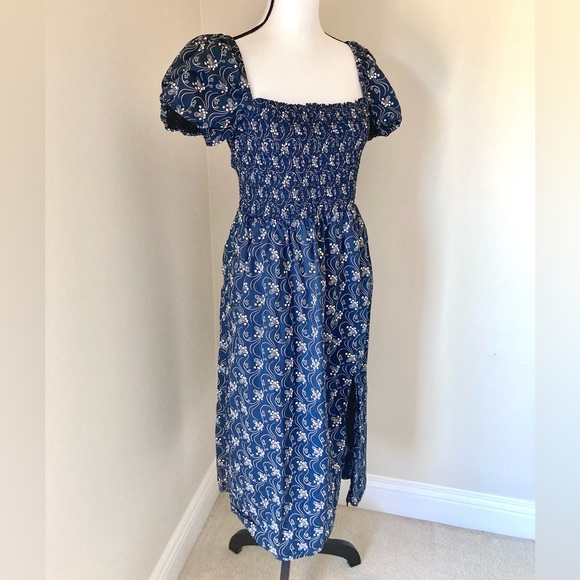 J. Crew Blue and White Puff Sleeve Dress - Picture 4 of 9